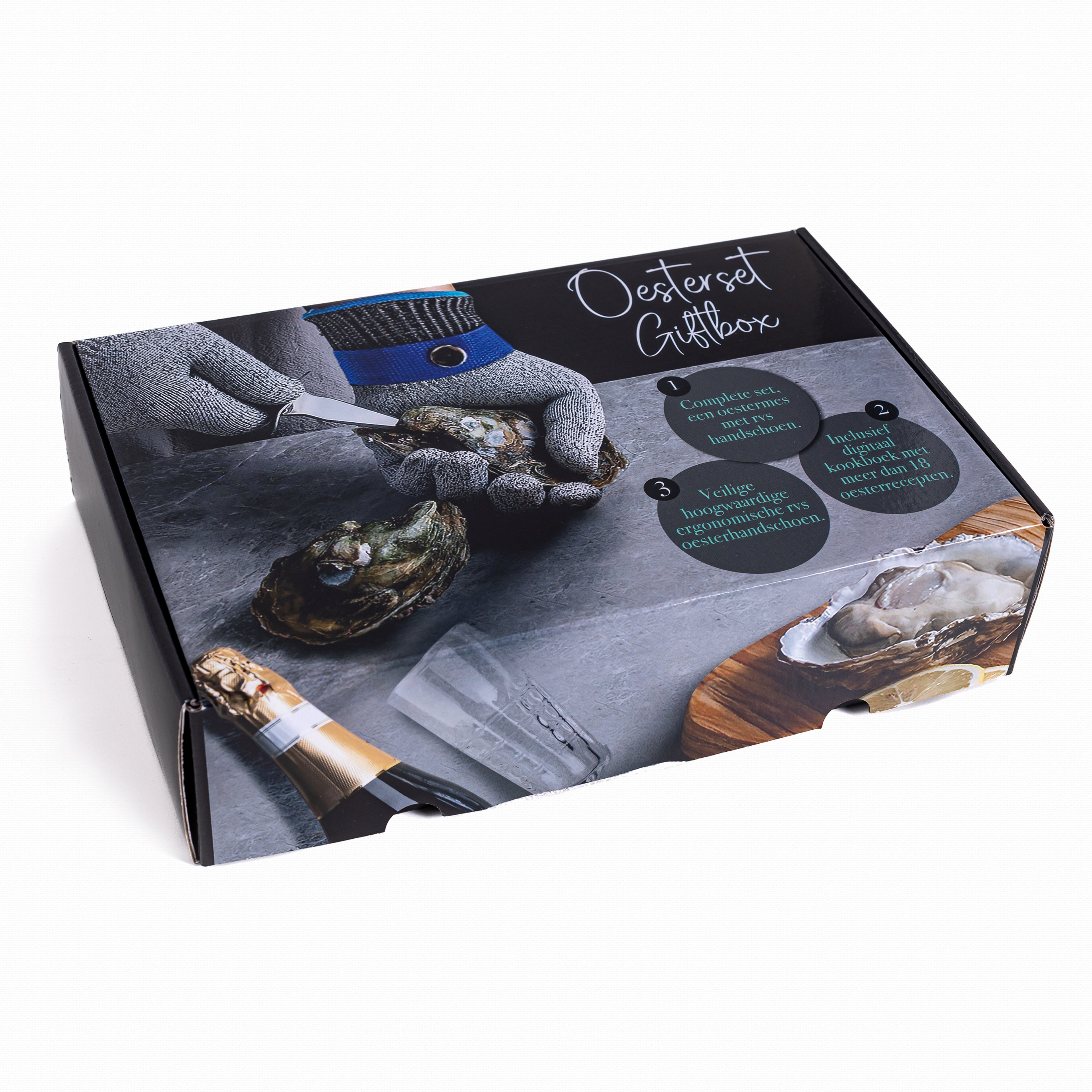 TEN® Giftbox Bruin - Oestermes & Handschoen + Oesterhouder - Tenkitchen.store