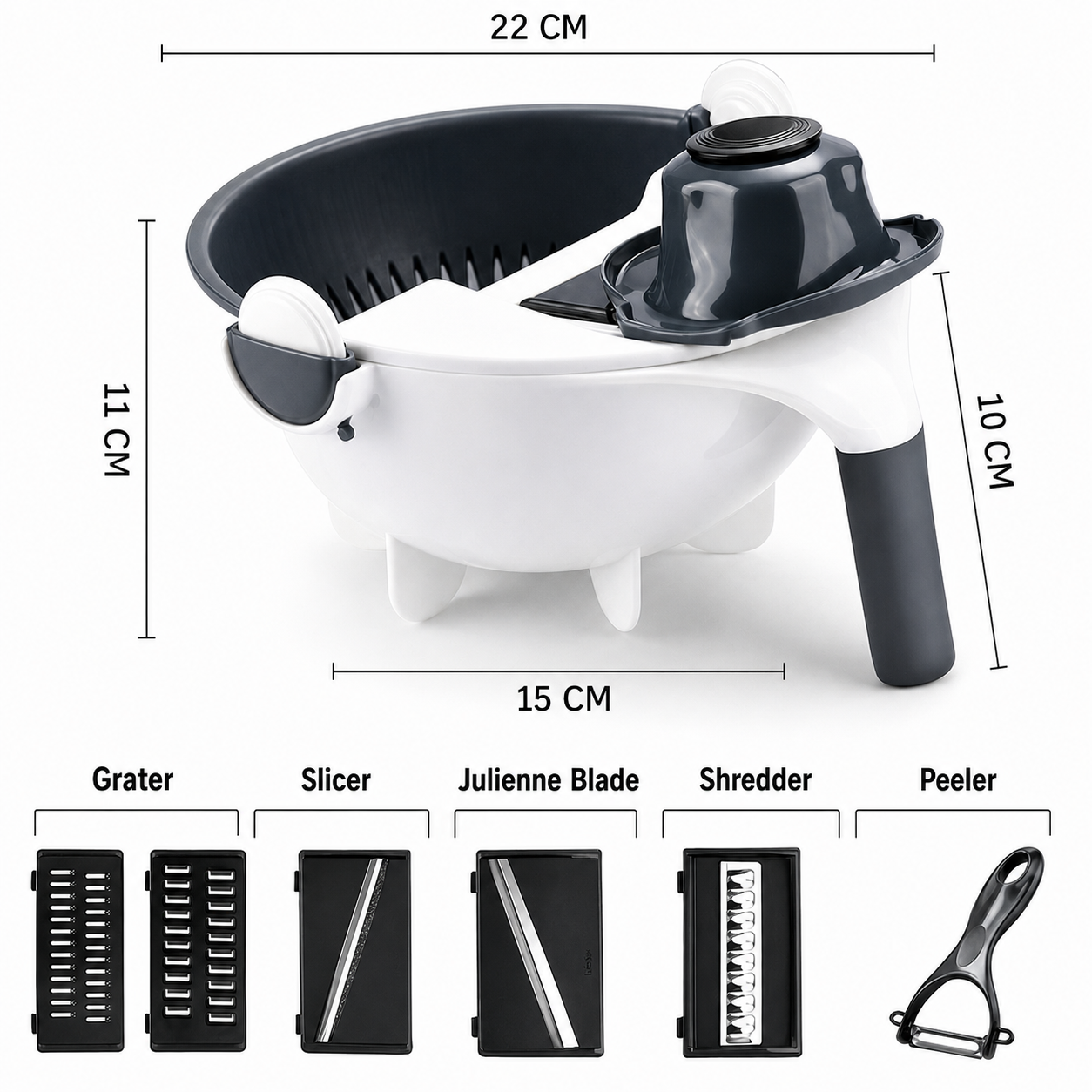 TEN® Multifunctionele Groentesnijder met Verwisselbare Messen