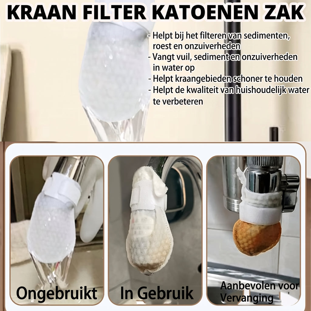 50 katoenen filterzakjes voor eenmalig gebruik, katoenen kraanfilterzakjes met 10 bevestigingsbandjes 💧 - Tenkitchen.store