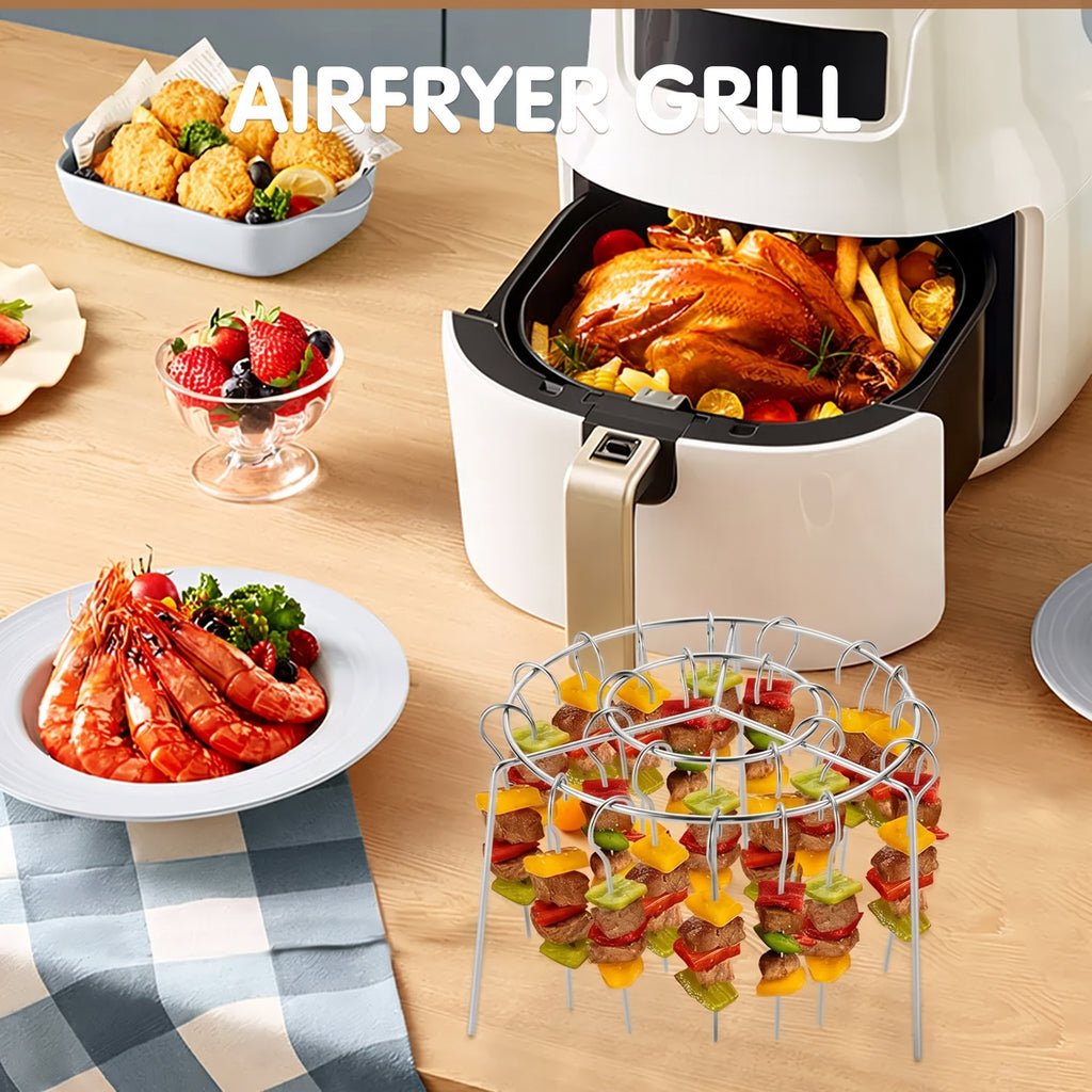 Airfryer spiesjesrek, ronde grill van roestvrij staal 🍢 - Tenkitchen.store