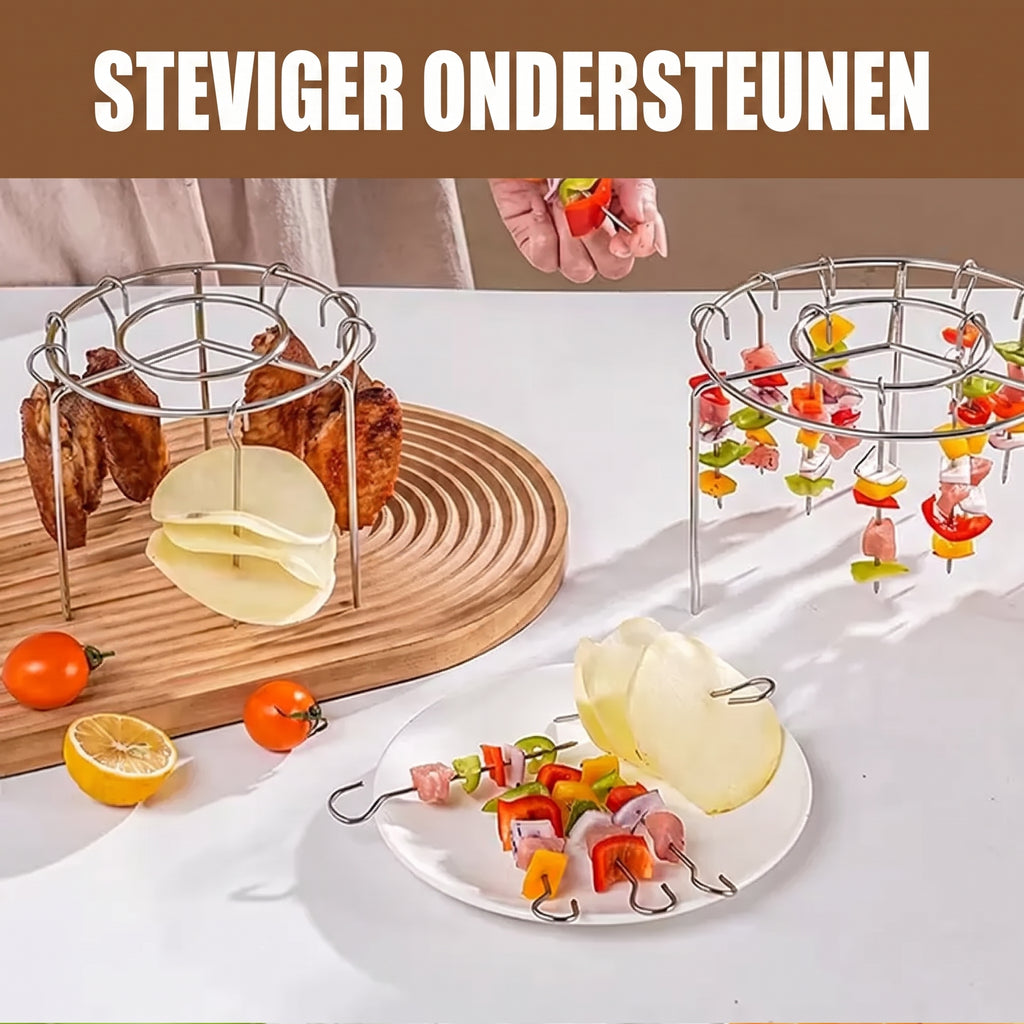 Airfryer spiesjesrek, ronde grill van roestvrij staal 🍢 - Tenkitchen.store