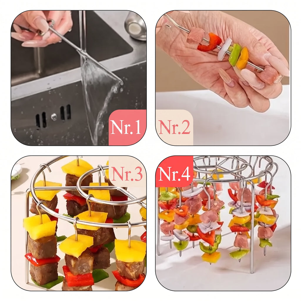 Airfryer spiesjesrek, ronde grill van roestvrij staal 🍢 - Tenkitchen.store