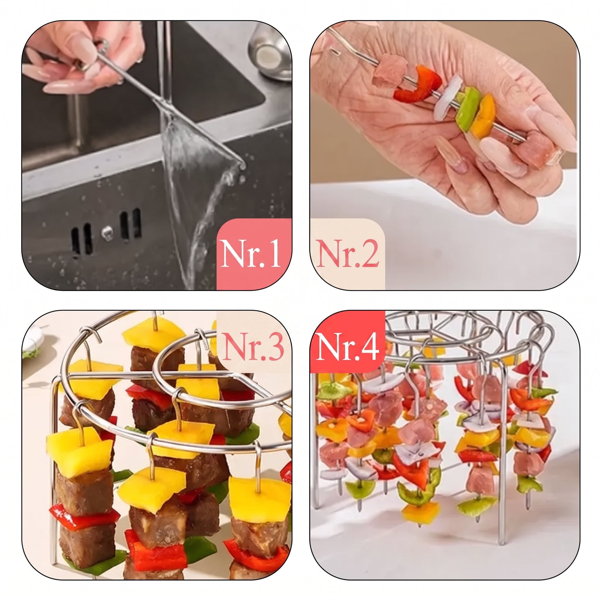 Airfryer spiesjesrek, ronde grill van roestvrij staal 🍢 - Tenkitchen.store