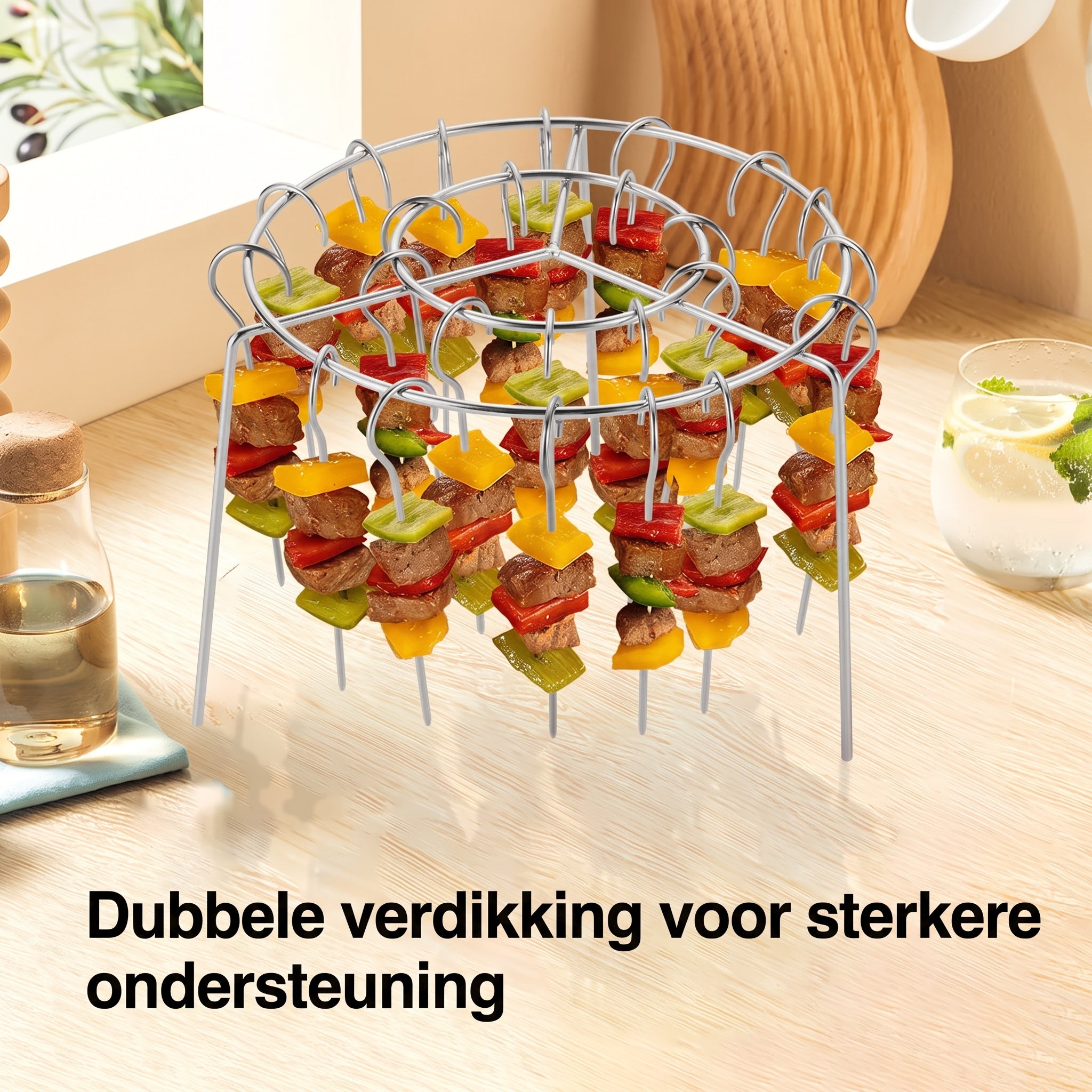 Airfryer spiesjesrek, ronde grill van roestvrij staal 🍢 - Tenkitchen.store