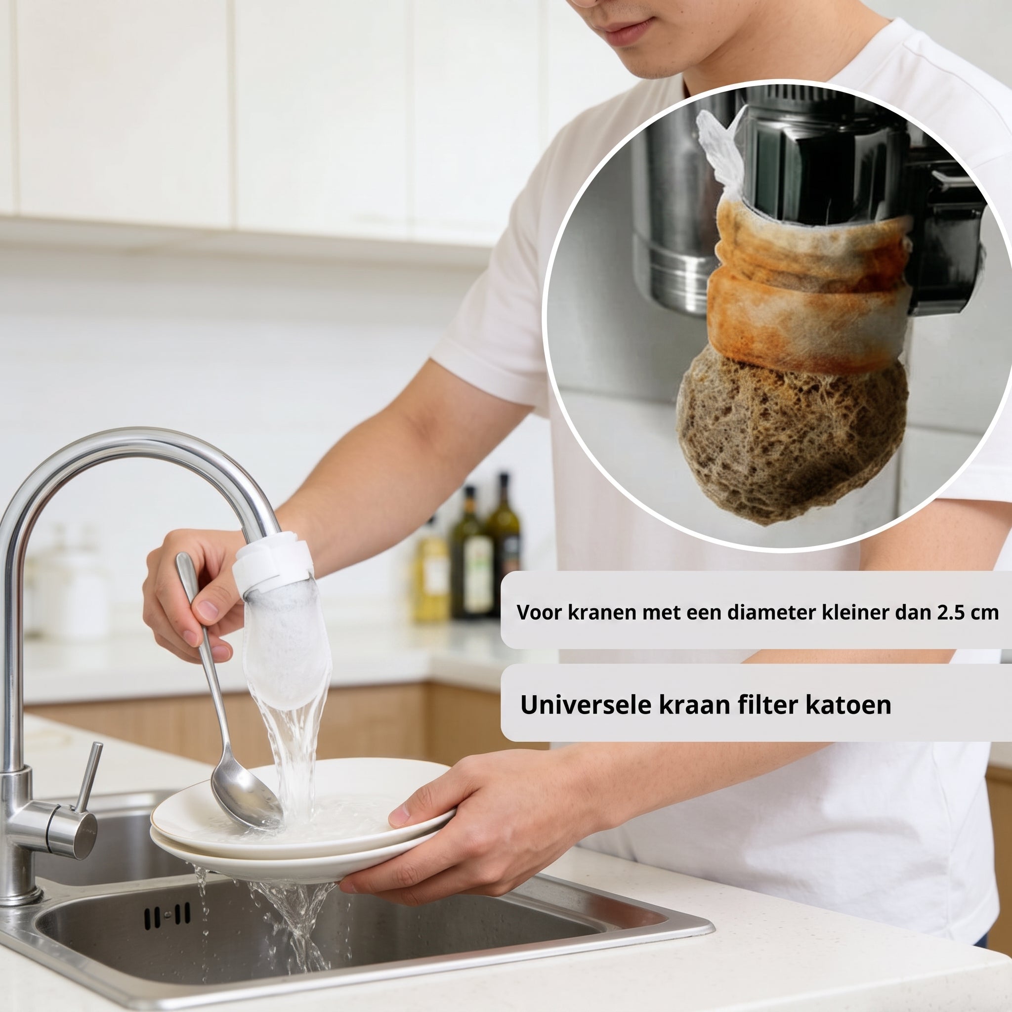 50 katoenen filterzakjes voor eenmalig gebruik, katoenen kraanfilterzakjes met 10 bevestigingsbandjes 💧 - Tenkitchen.store