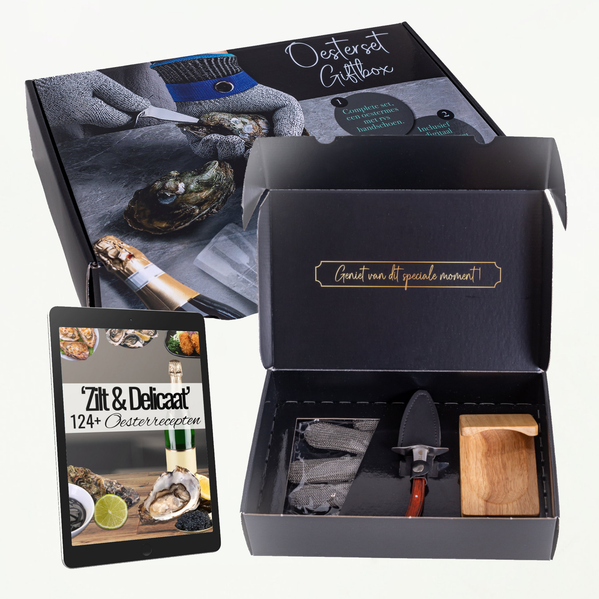 TEN® Giftbox Bruin - Oestermes & Handschoen + Oesterhouder - Tenkitchen.store