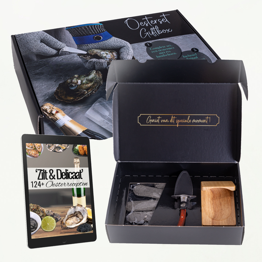 TEN® Giftbox Bruin - Oestermes & Handschoen + Oesterhouder