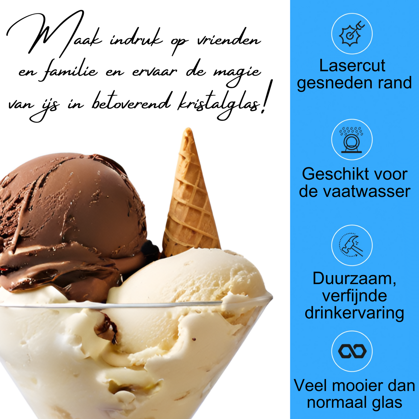 TEN® IJsglazen van Hoogwaardig Kristal - 240ml - Dessertglazen - Dessertschaaltjes - Pudding glazen - Tenkitchen.store