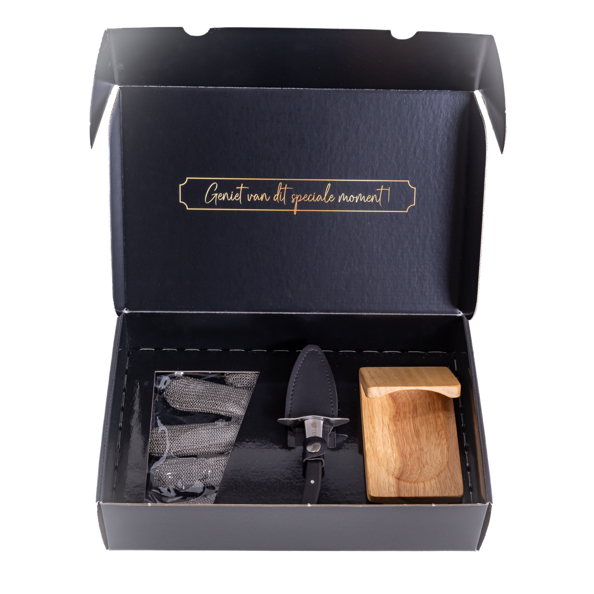 TEN® Giftbox Bruin - Oestermes & Handschoen + Oesterhouder
