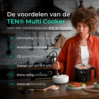 TEN® - Multicooker 1.8L – Elektrische Pan Rijstkoker met Stomer – 200W/600W – Multicookers Rijstkoker klein