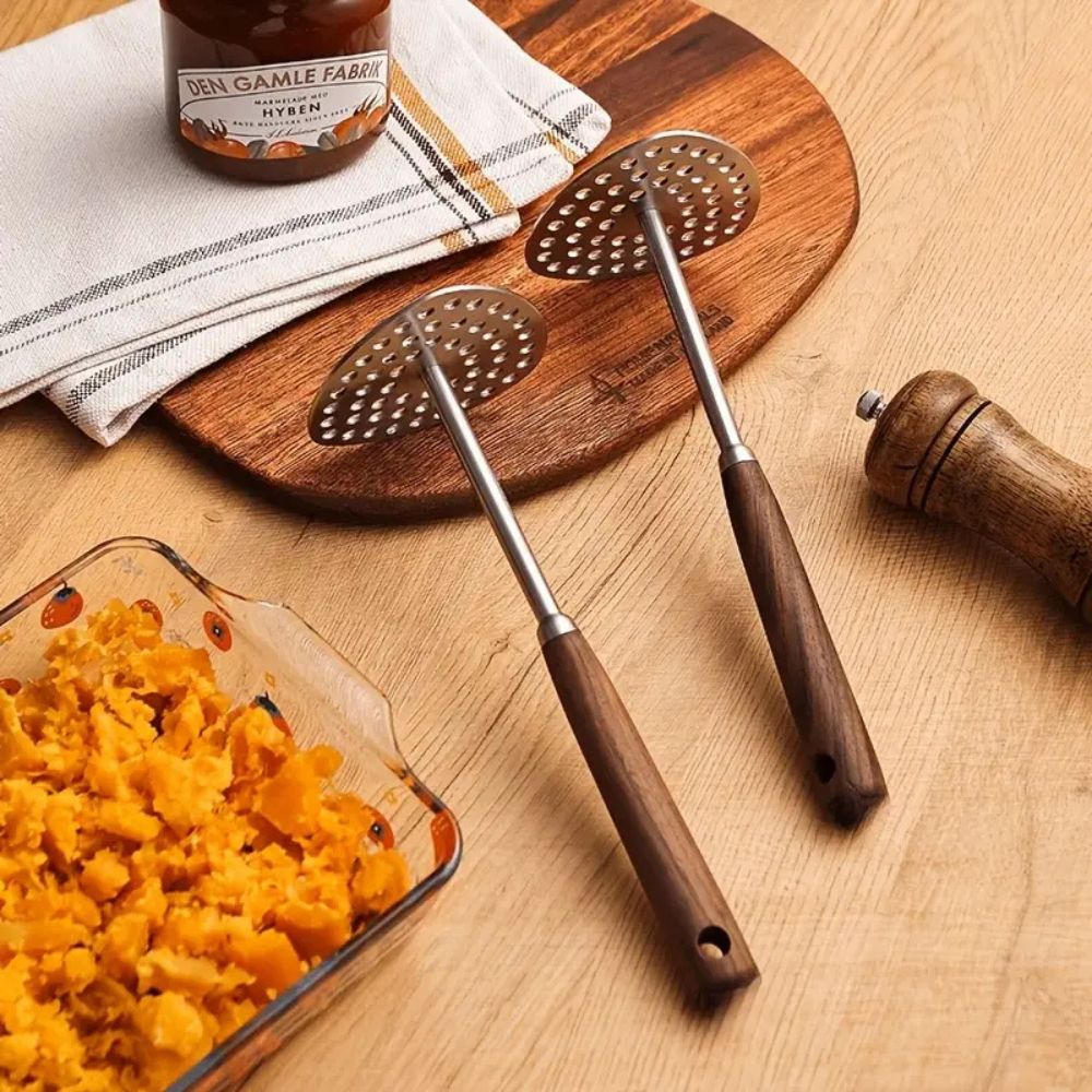 TEN® Aardappelstamper RVS 304 Met Houten Handvat