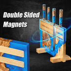 Tsunami Extra Groot Magnetisch Messenblok — Blauw Hars Burl Hout