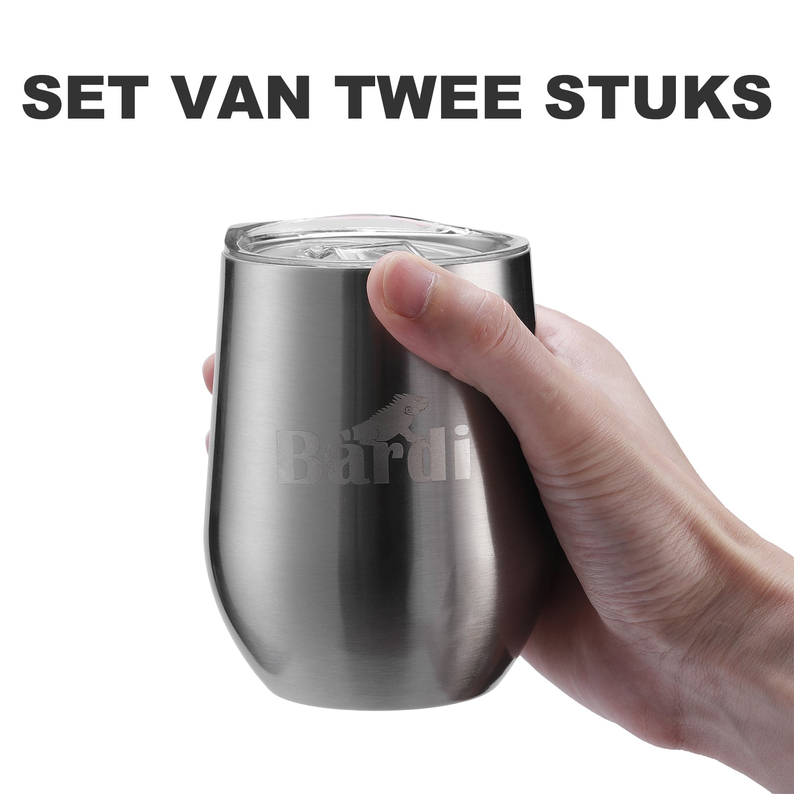 Bardi Thermosbekers 0,3L RVS set -  incl. deksels - dubbelwandig