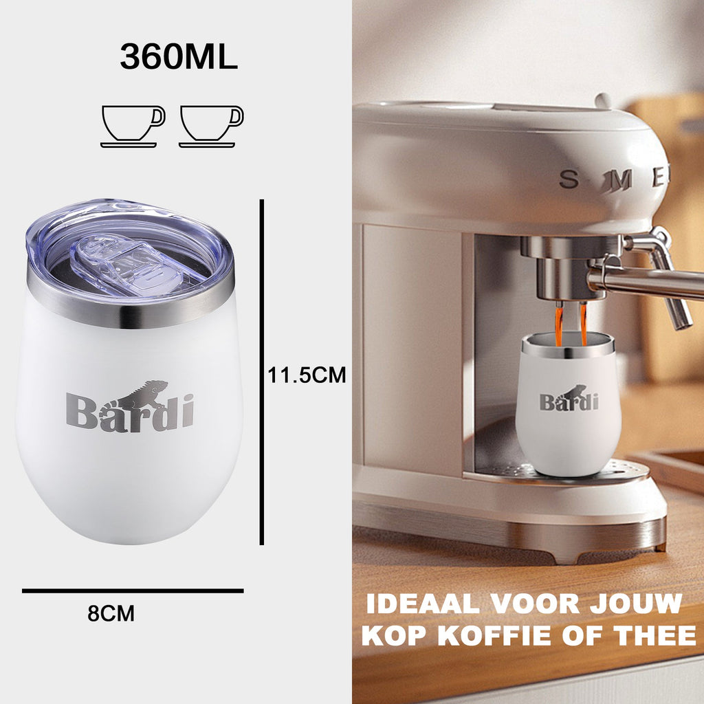 Bardi Thermosbekers 0,3L RVS wit set -  incl. deksels - dubbelwandig