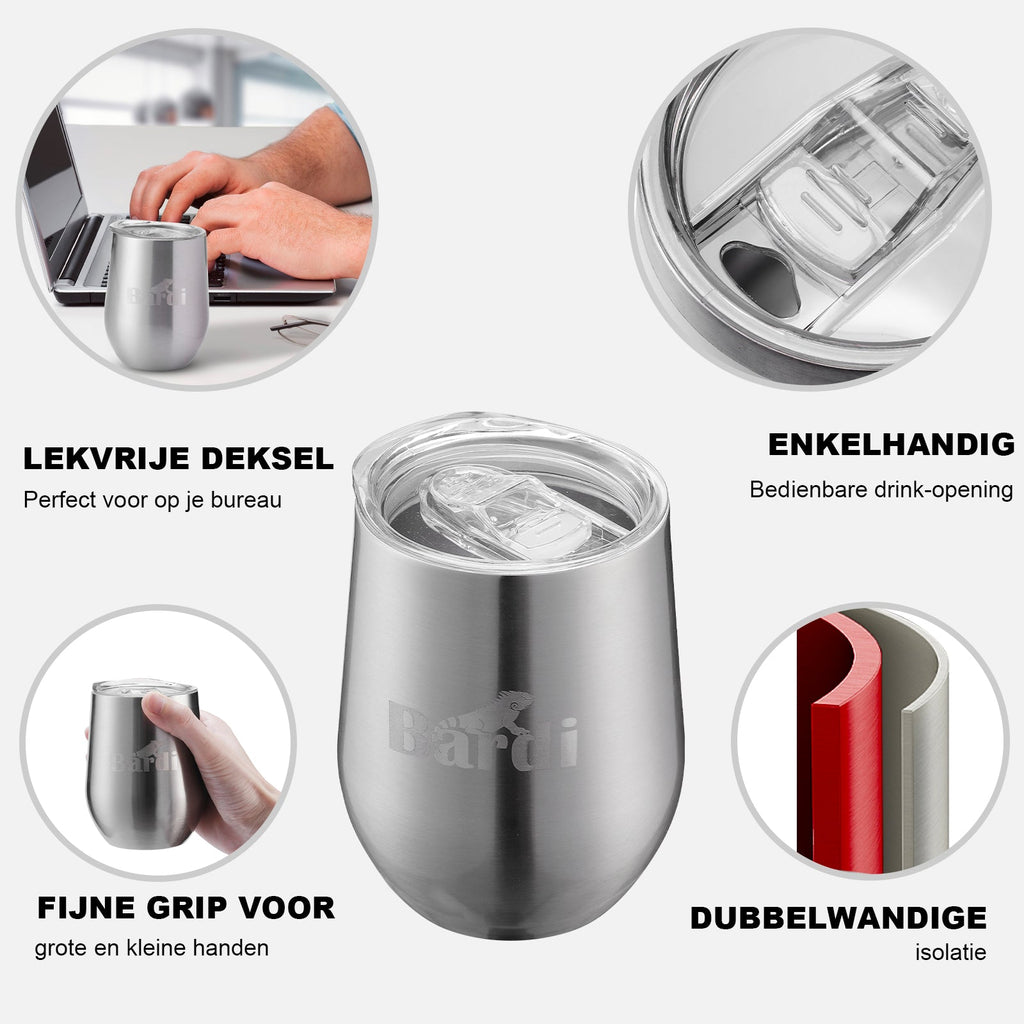 Bardi Thermosbekers 0,3L RVS set -  incl. deksels - dubbelwandig