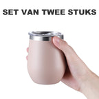 Bardi Thermosbekers 0,3L RVS roze set -  incl. deksels - dubbelwandig
