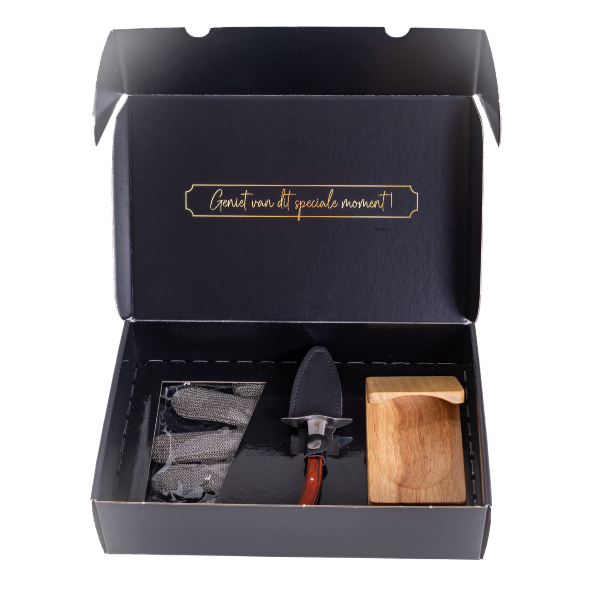 TEN® Giftbox Bruin - Oestermes & Handschoen + Oesterhouder - Tenkitchen.store
