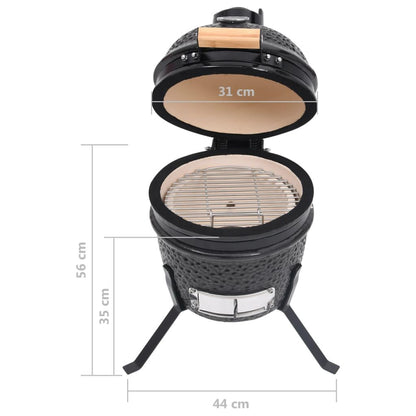 2-in-1 Kamado Grill smoker 56 cm keramiek zwart