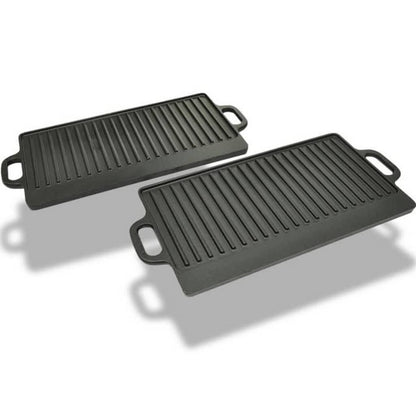 Grillplaat omkeerbare plaat 2 stuks gietijzer 38X23 cm