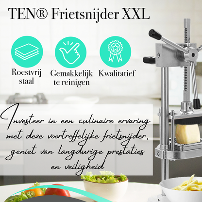 TEN® - Frietsnijder XXL - Frites zelf bakken - RVS