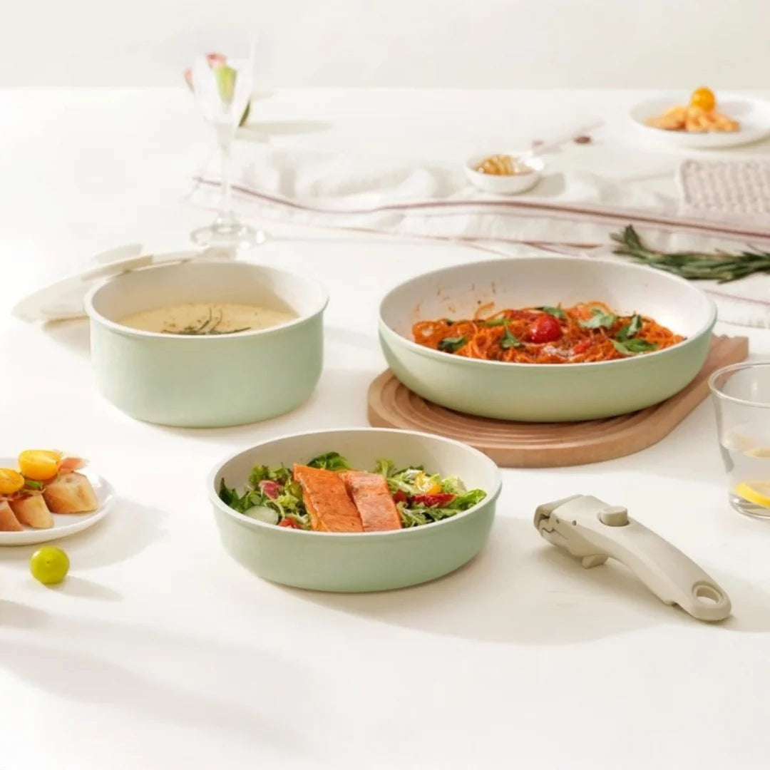 Keramische Pannenset – Mintgroen