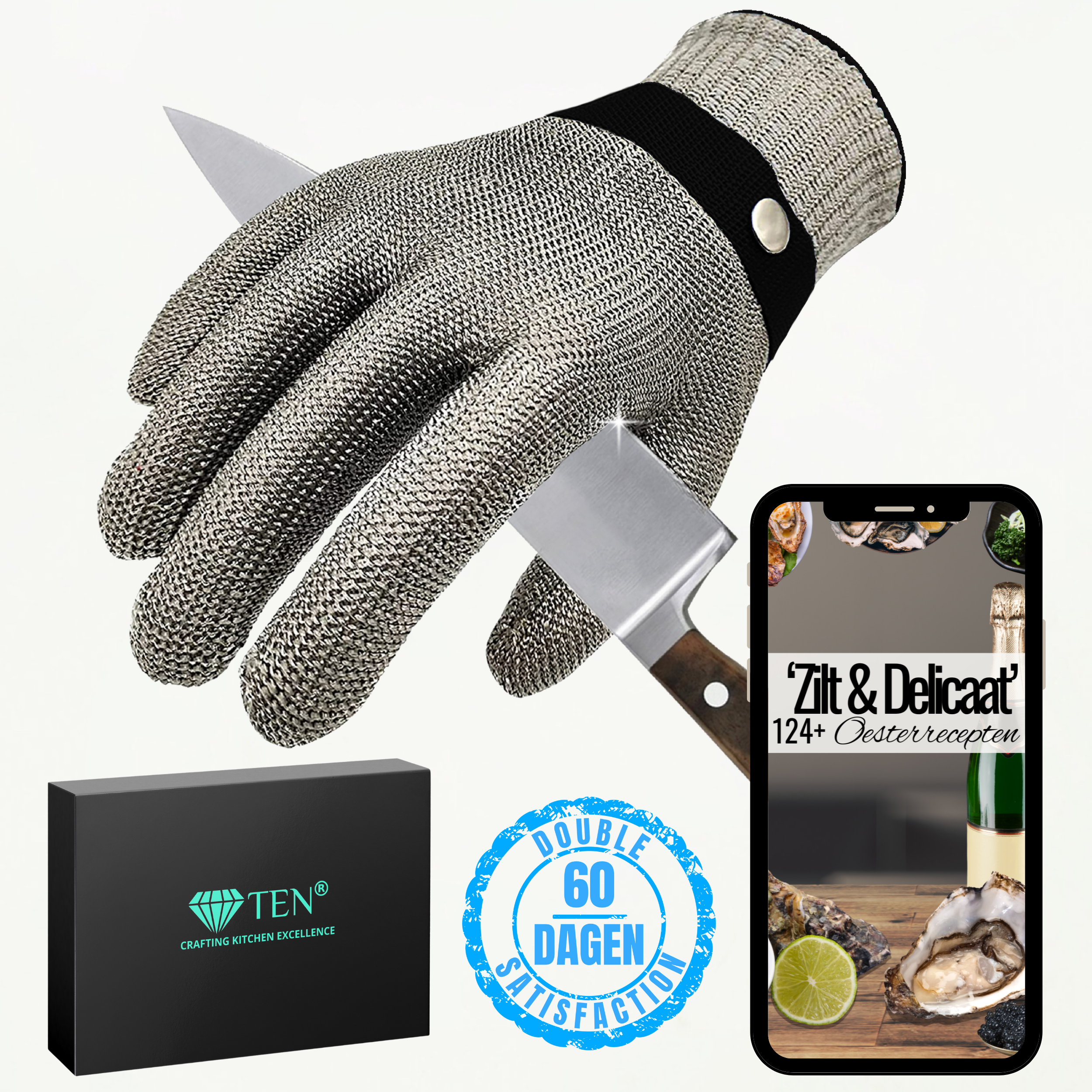 TEN® Oesterhandschoen - Veilig Openen van Oesters - Tenkitchen.store