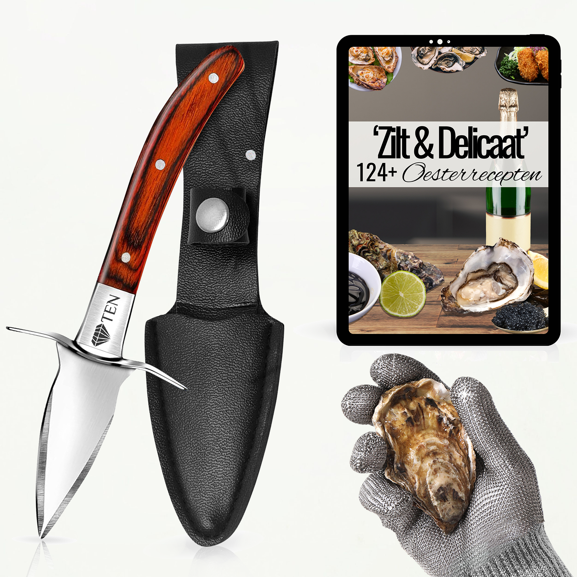 TEN® Oestermes Bruin - Perfect voor Oesters Openen - Tenkitchen.store