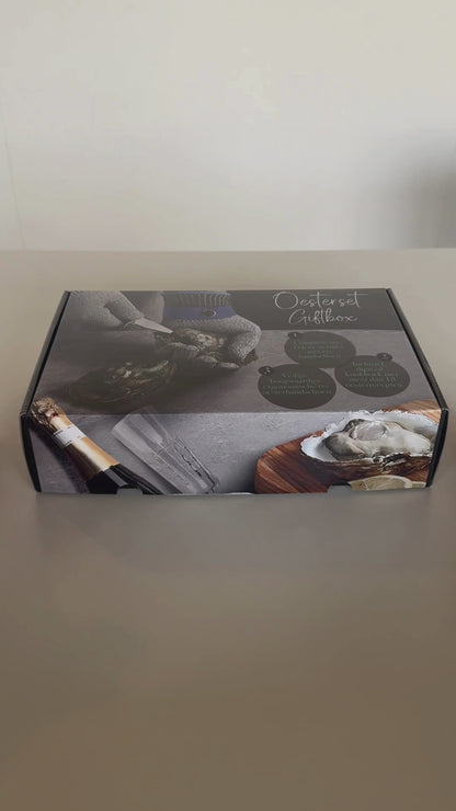 TEN® Giftbox Zwart - Oestermes & Handschoen + Oesterhouder