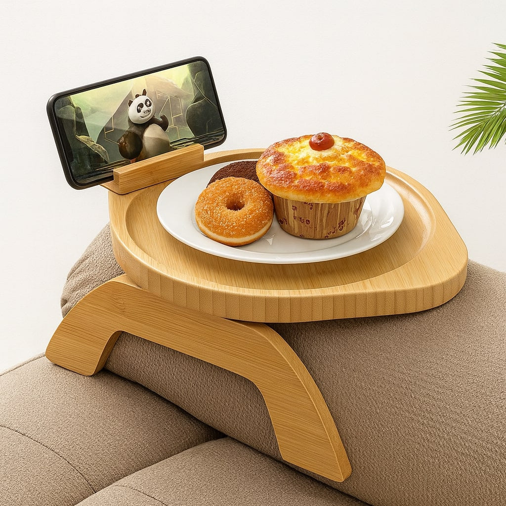 TEN® Bankleuning Tafel Houten Sofa Bijzettafel Met Telefoonhouder