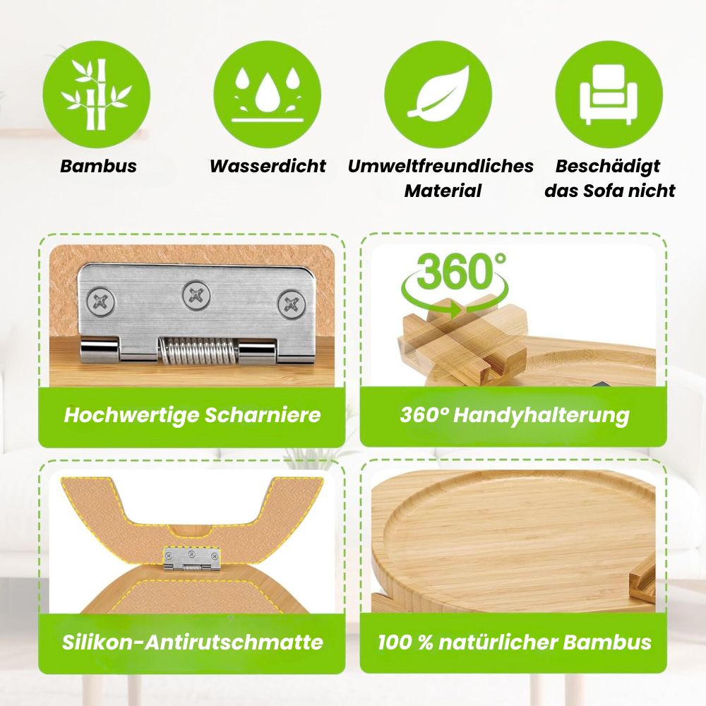 TEN® Bankleuning Tafel Houten Sofa Bijzettafel Met Telefoonhouder