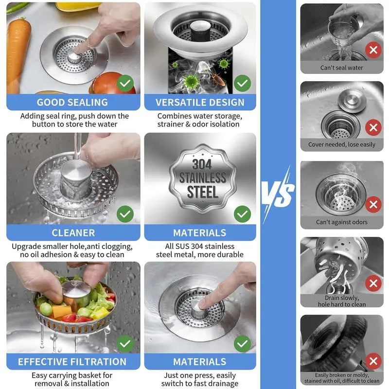 🔥Laatste dag 50% UIT 🔥3 in 1 Keuken gootsteenafvoerzeefjes Keuken gadgets