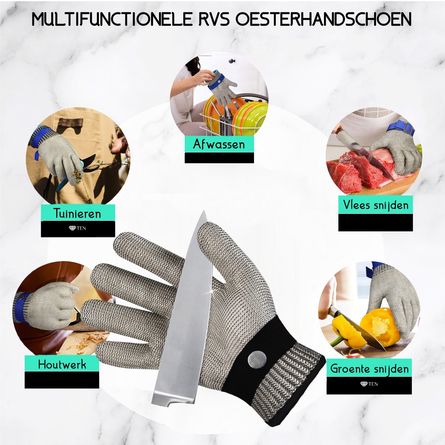 Multifuctionele snijwerende handschoen
